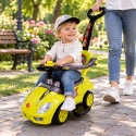 Jeździk z Pchaczem Dla Dzieci Mega Car 3w1 Piszczek Schowek Żółty
