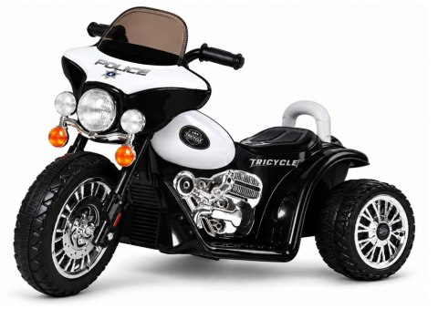 Motor na Akumulator Trójkołowy JT568 Policja Dla Dzieci Światło LED Czarny