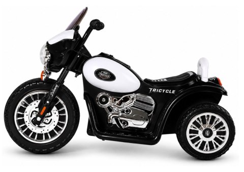 Motor na Akumulator Trójkołowy JT568 Policja Dla Dzieci Światło LED Czarny