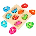 Drewniana Układanka Edukacyjna Dinozaury Puzzle z Uchwytami Kolorowe