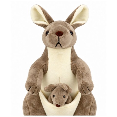 Pluszowa Maskotka Kangurzyca Przytulanka Kangur z Małym Beżowy 25 cm