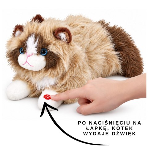 Pluszowy Kotek Maskotka Przytulanka Z Dźwiękami Miauczenia Beżowy 40 cm