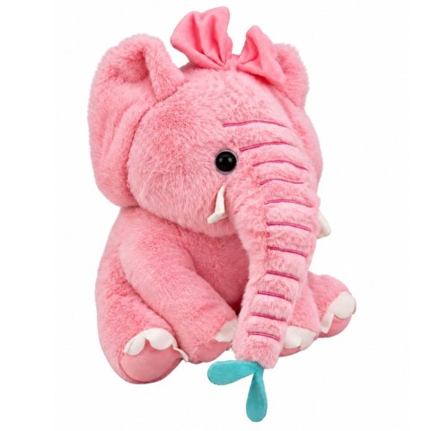 Pluszowy Słonik Z Kokardką Przytulanka Maskotka Różowy 26 cm