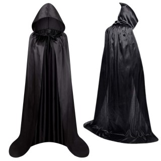 Peleryna Narzutka Z Kapturem Karnawałowa Halloweenowa Czarna 160cm