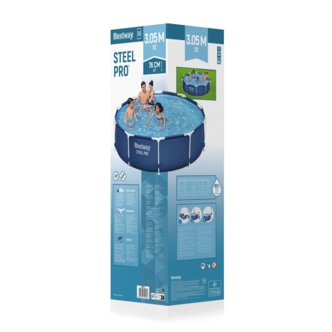 Basen Ogrodowy Stelażowy 305 x 76 cm Niebieski Klasyczny Bestway 56677