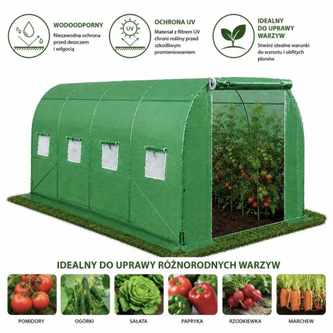 Tunel Ogrodowy Foliowy Szklarnia Na Warzywa Okna Zielony UV 4,5x2x2 M 9M²