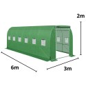 Tunel Ogrodowy Foliowy Szklarnia Na Warzywa Okna Zielony UV 6x3x2M 18M²
