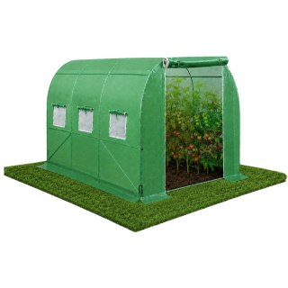 Tunel Ogrodowy Foliowy Szklarnia Na Warzywa Z Oknami Zielony UV 2x3 M 6M²