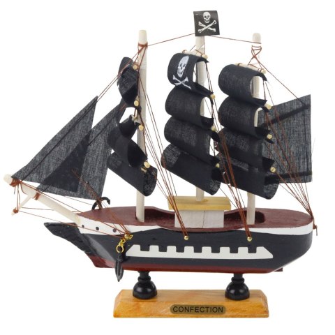 Model Kolekcjonerski Dekoracyjny Statek Żaglowiec Piracki Czarny 20x20cm