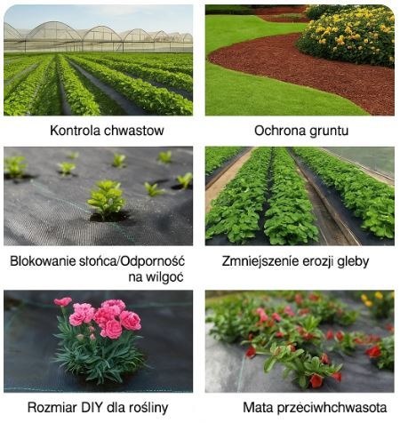 Agrotkanina Czarna 1100cm x 100m UV 135g Antychwastowa Agrowłóknina + Kotwy