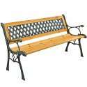 Ławka Ogrodowa Drewniana Metalowa Ławeczka Parkowa Ozdobna z Oparciem