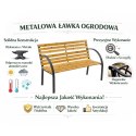 Ławka Ogrodowa Drewniana Metalowa Ławeczka Parkowa z Oparciem