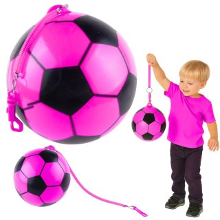 Piłka Gumowa Wzór Piłki Nożnej Uchwyt Na Sprężynę Różowa 22cm