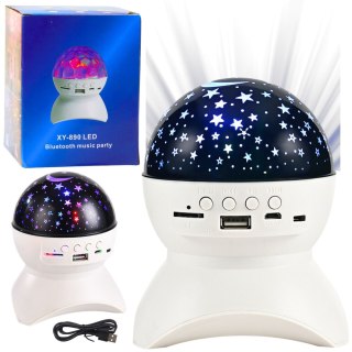 Lampka Nocna Projektor Gwiazd Głośnik 3w1 LED Bluetooth Biała