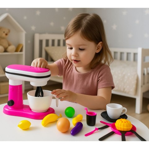Robot Kuchenny Blender Zabawkowy Dla Dzieci Akcesoria Owoce Różowy