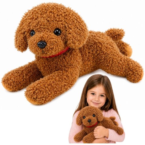 Pluszowy Piesek Pudel Maskotka Przytulanka Obciążeniowe Łapki Obroża 30cm