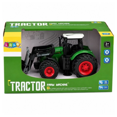 Traktor Rolniczy Farmerski Z Ładowaczem Czołowym Gumowe Koła Zielony 1:24