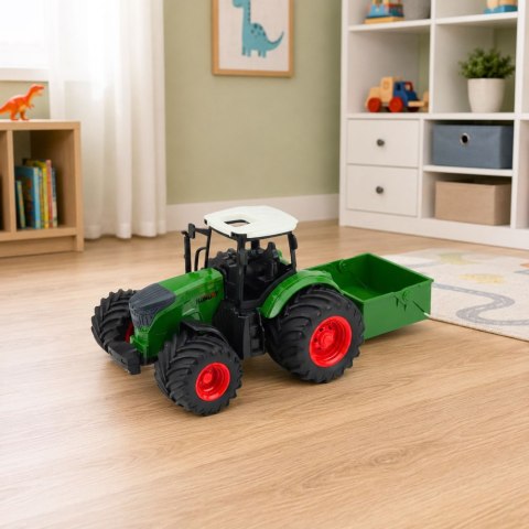 Traktor Rolniczy Farmerski Z Rozsiewaczem Nawozu Gumowe Koła Zielony 1:24