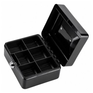 Mała Kasetka Na Pieniądze Metalowa Sejf Skrytka Na Klucz Czarna 13x10 cm