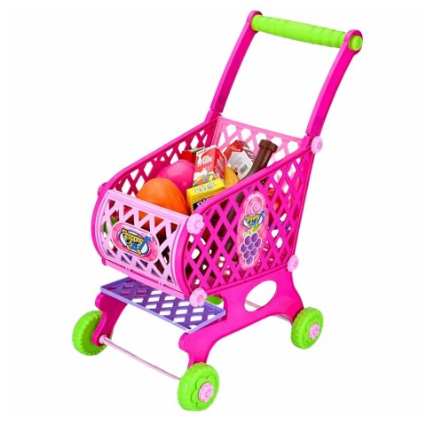 Duży Wózek Sklepowy Dla Dzieci Produkty Spożywcze Różowy 52cm 46 el.