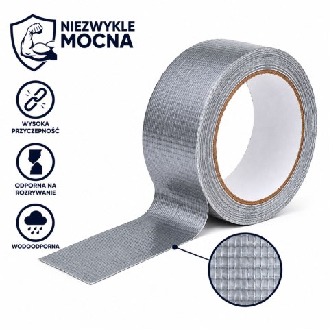 Szara Taśma Klejąca Naprawcza Zbrojona Mocna Srebrna 48/16Y