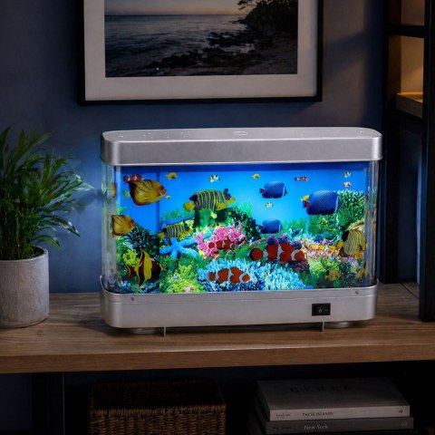 Sztuczne Akwarium Dekoracyjne Lampka Nocna LED Rybki 3D Ruchome Kolorowe