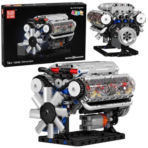 Klocki Konstrukcyjne Silnik V8 Model Mechaniczny Ruchome Tłoki 552 el.