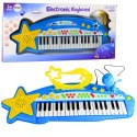 Duży Keyboard Elektroniczny Dla Dzieci 37 Klawiszy MP3 Mikrofon Niebieski