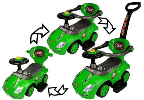 Jeździk z Pchaczem Dla Dzieci Mega Car 3w1 Piszczek Schowek Zielony