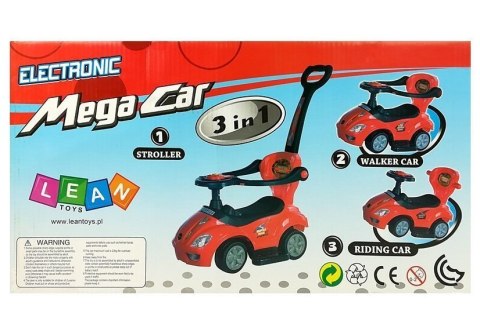 Jeździk z Pchaczem Dla Dzieci Mega Car 3w1 Piszczek Schowek Żółty