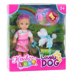 Zestaw Mini Laleczka Z Pieskiem Na Smyczy Miska Z Kością