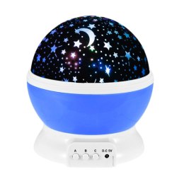 Projektor Gwiazd Obrotowy 360° LED Lampka Nocna Niebieski